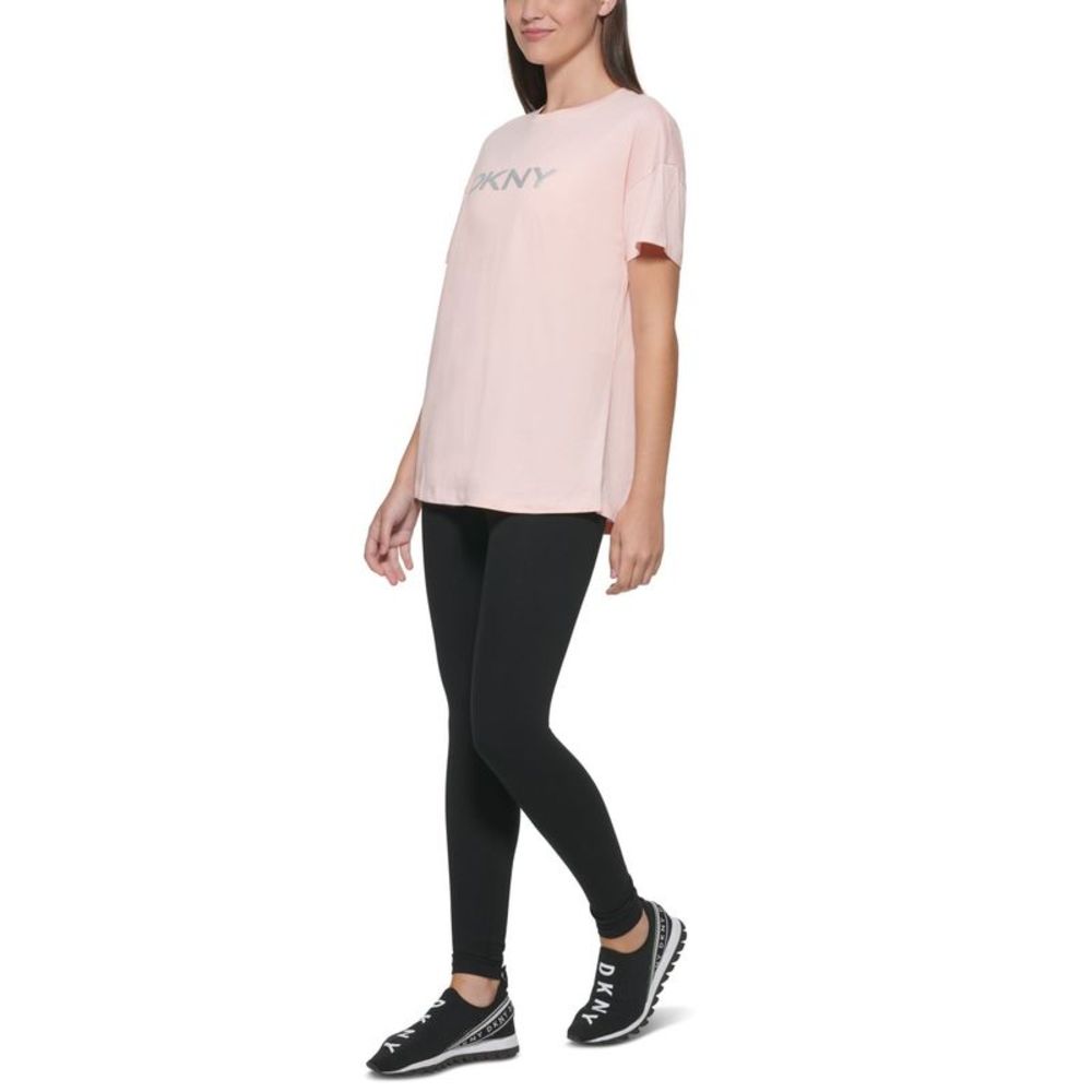 DKNY Womens Sport Cotton Metallic-Logo T-Shirt Size Medium